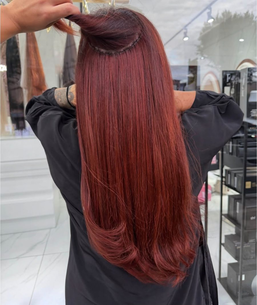 Capelli dopo il lavoro, rosso rame